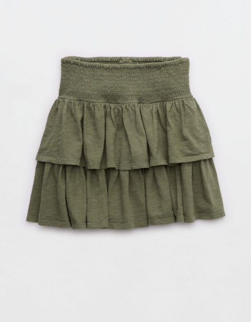 Aerie Ready-To-Ruffle Mini Skirts Olive | BID-981267