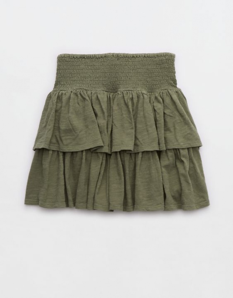 Aerie Ready-To-Ruffle Mini Skirts Olive | BID-981267