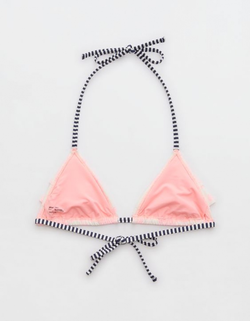 Aerie Ruffle String Triangle Bikini Top Pink | ERQ-943150