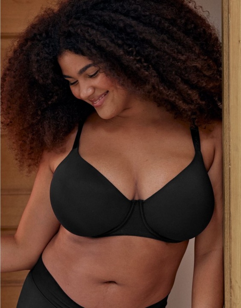 Aerie SMOOTHEZ Full Coverage Lightly Lined Bras Black | XDF-590423