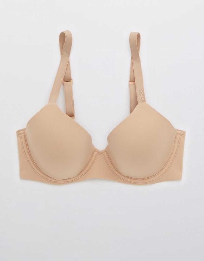 Aerie SMOOTHEZ Full Coverage Lightly Lined Bras Beige | GEA-709145