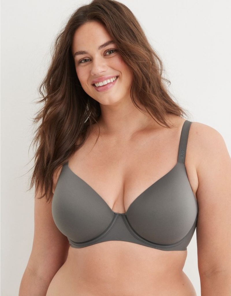 Aerie SMOOTHEZ Full Coverage Lightly Lined Bras Grey | WOX-524830