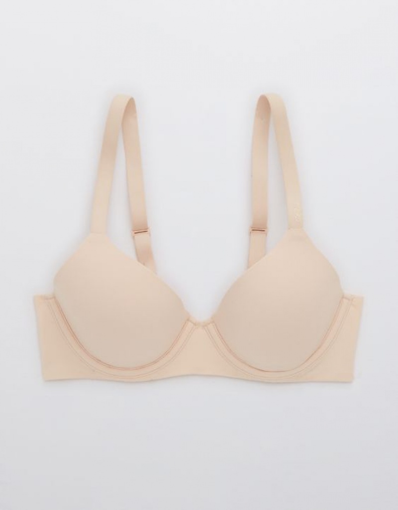 Aerie SMOOTHEZ Full Coverage Lightly Lined Bras Beige | AUB-790381