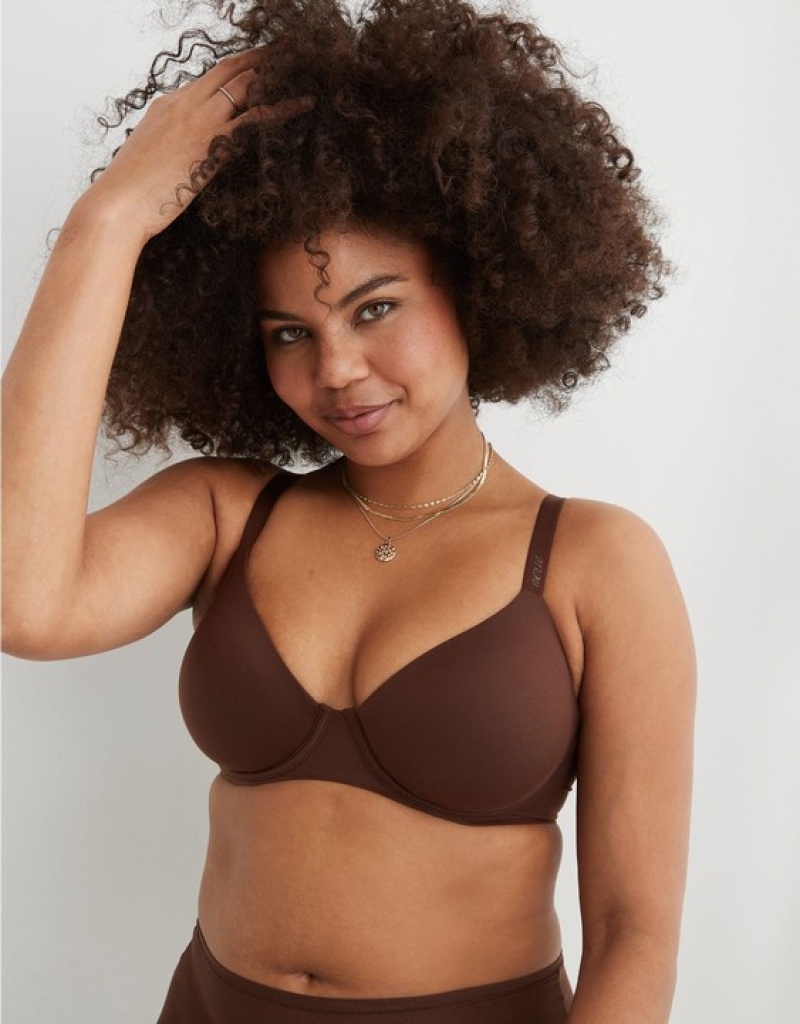 Aerie SMOOTHEZ Full Coverage Lightly Lined Bras Brown | GFY-473189