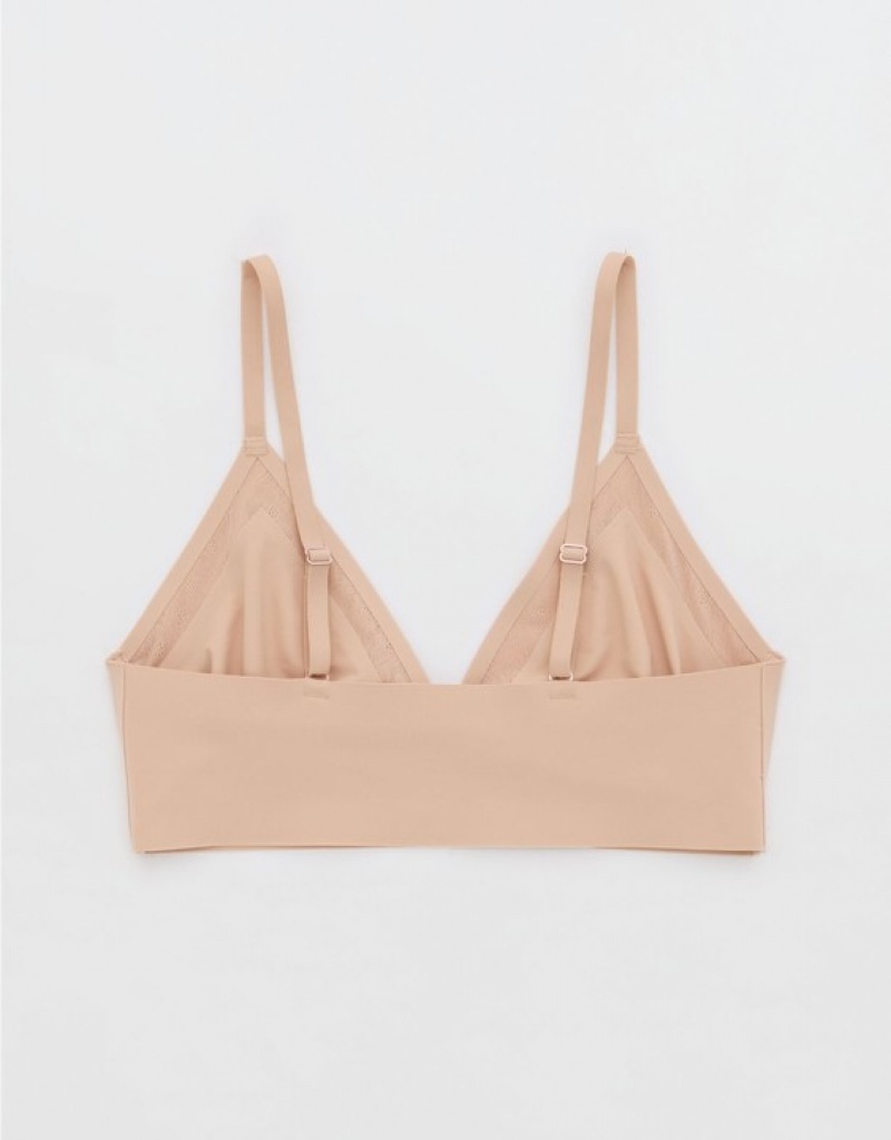 Aerie SMOOTHEZ Lace Trianglelette Bras Beige | OFX-635408