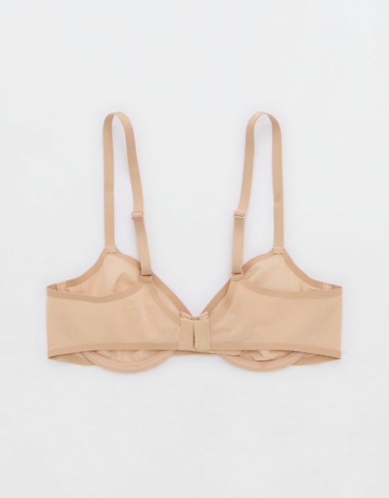 Aerie SMOOTHEZ Mesh Unlined Bras Beige | AXI-091763