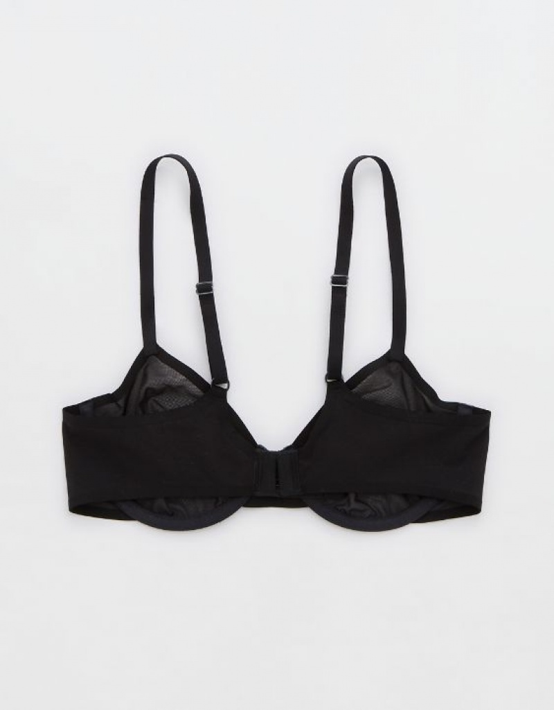 Aerie SMOOTHEZ Mesh Unlined Bras Black | QAC-012973