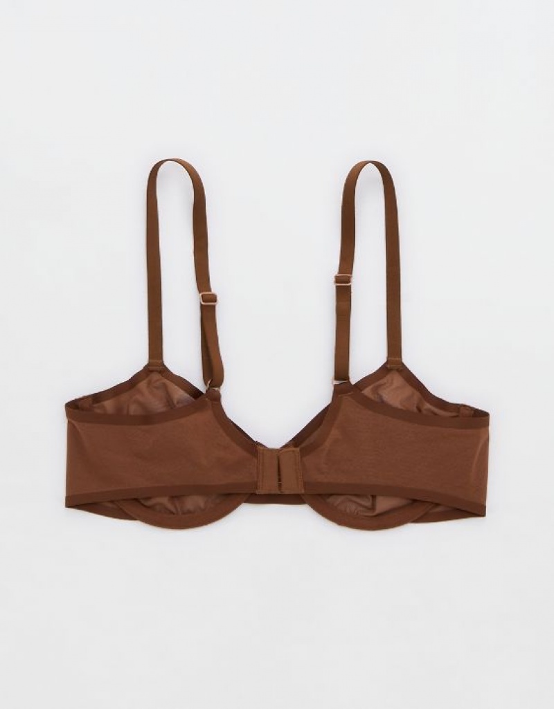 Aerie SMOOTHEZ Mesh Unlined Bras Brown | IFC-306427