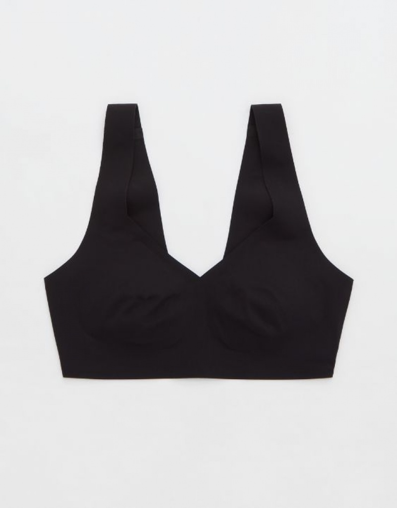 Aerie SMOOTHEZ Padded Sweetheartlette Bras Black | DEI-075126