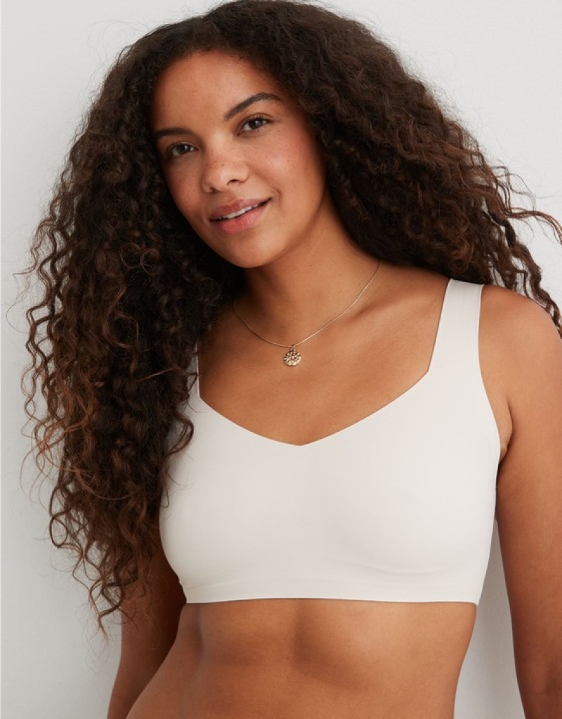 Aerie SMOOTHEZ Padded Sweetheartlette Bras White | VCG-732914