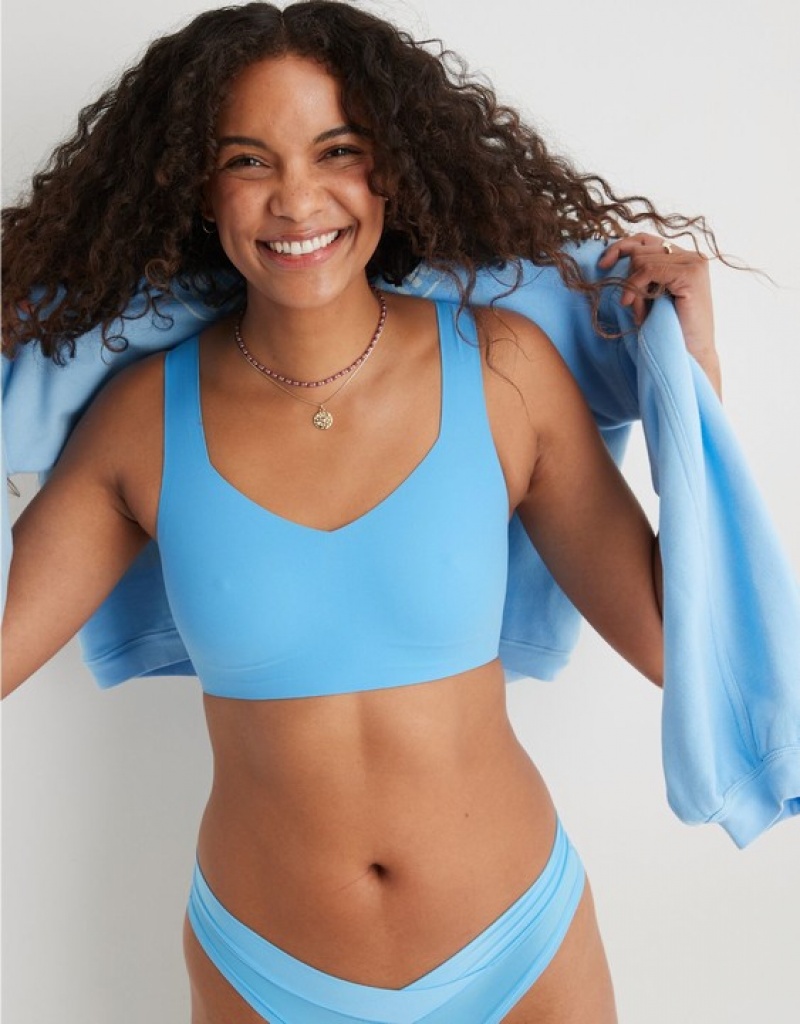 Aerie SMOOTHEZ Padded Sweetheartlette Bras Blue | WEO-389425