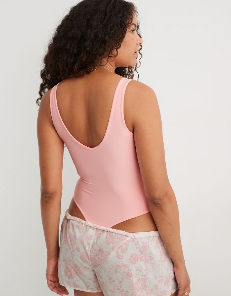 Aerie SMOOTHEZ Plunge Bodysuit Pink | CGR-291543