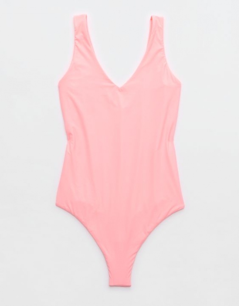 Aerie SMOOTHEZ Plunge Bodysuit Pink | CGR-291543