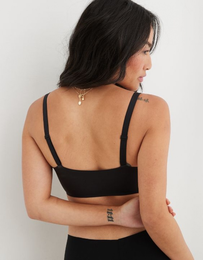 Aerie SMOOTHEZ Pull On Push Up Bras Black | JQO-495638