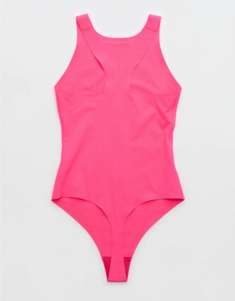 Aerie SMOOTHEZ Racerback Bodysuit Rose | OYS-906835