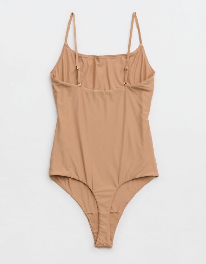 Aerie SMOOTHEZ Scoop Bodysuit Beige | SHR-398107