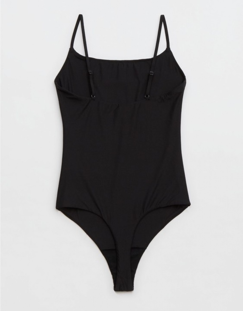 Aerie SMOOTHEZ Scoop Bodysuit Black | VSK-136780