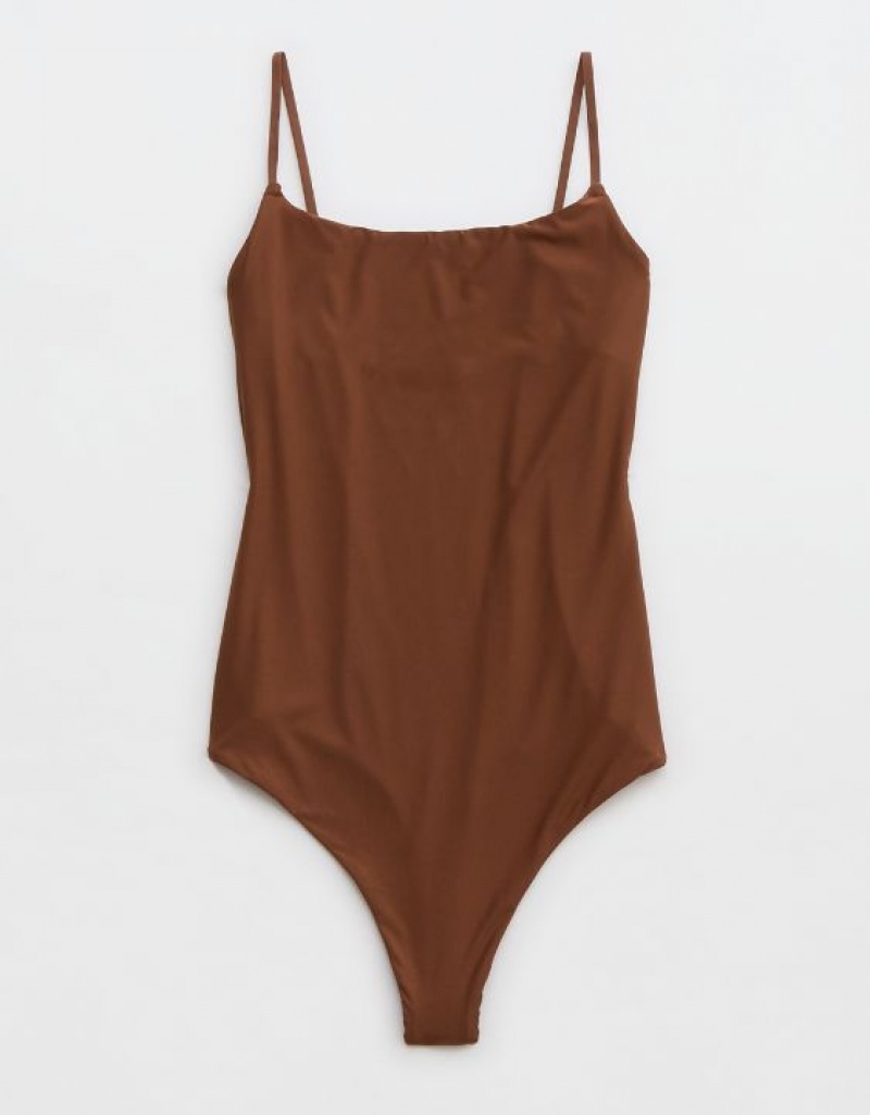 Aerie SMOOTHEZ Scoop Bodysuit Brown | EKP-603419