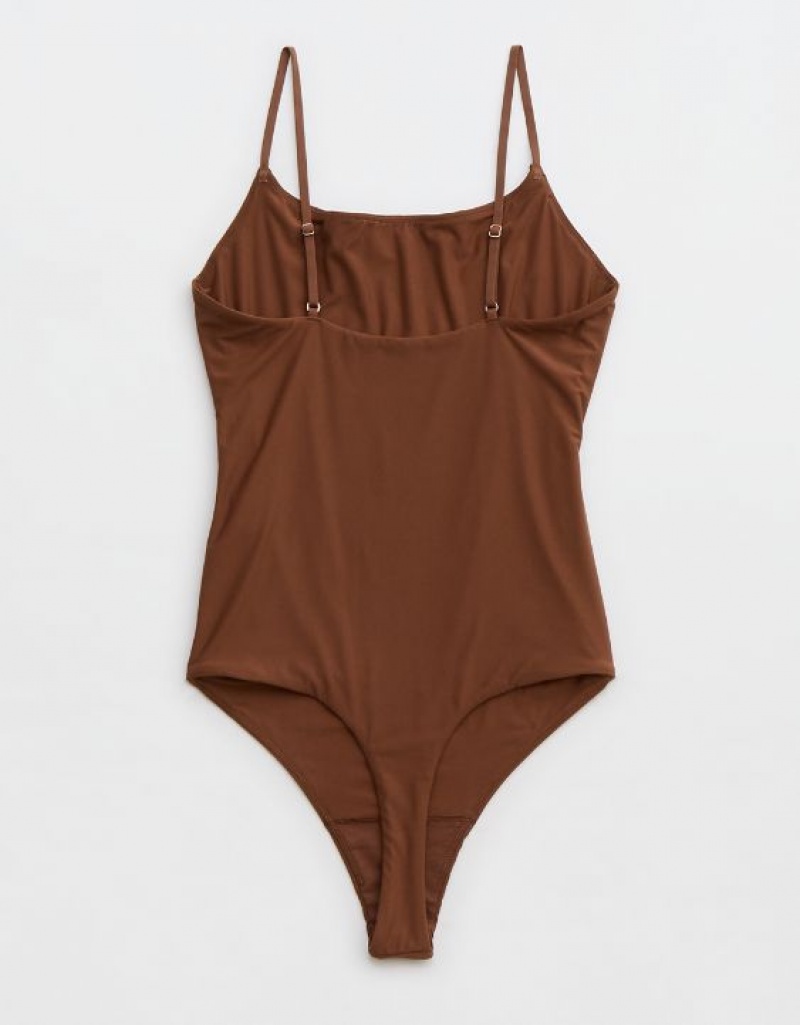 Aerie SMOOTHEZ Scoop Bodysuit Brown | EKP-603419