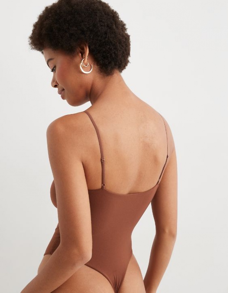 Aerie SMOOTHEZ Scoop Bodysuit Brown | EKP-603419