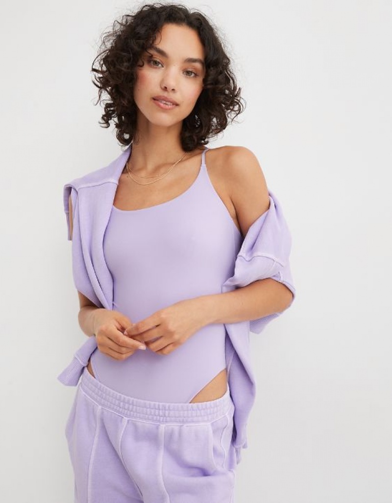 Aerie SMOOTHEZ Scoop Bodysuit Purple / Wash | JSN-542613