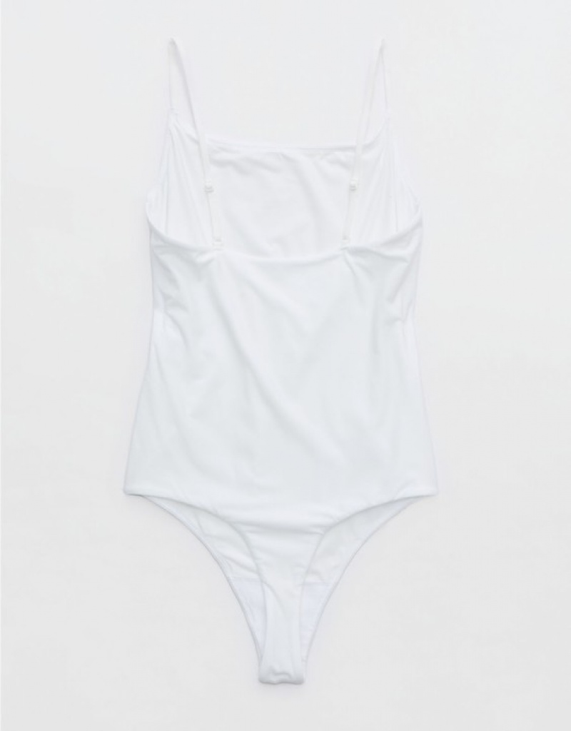 Aerie SMOOTHEZ Scoop Bodysuit White | NIL-706823