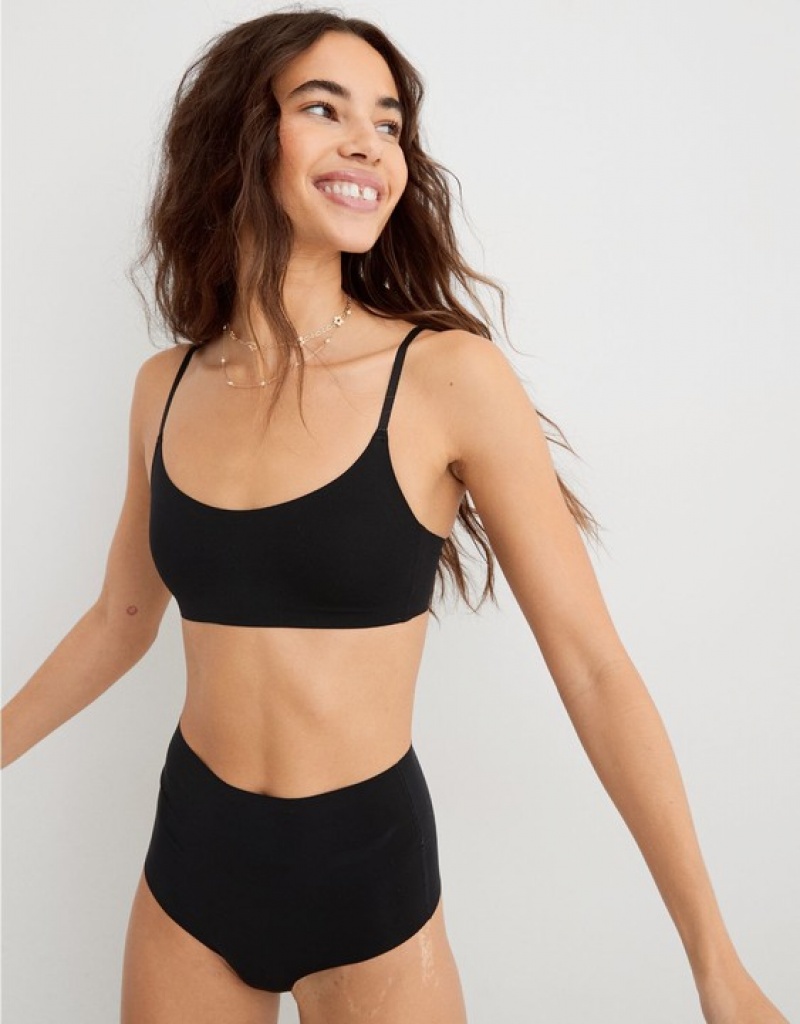 Aerie SMOOTHEZ Scooplette Bras Black | SRH-937582