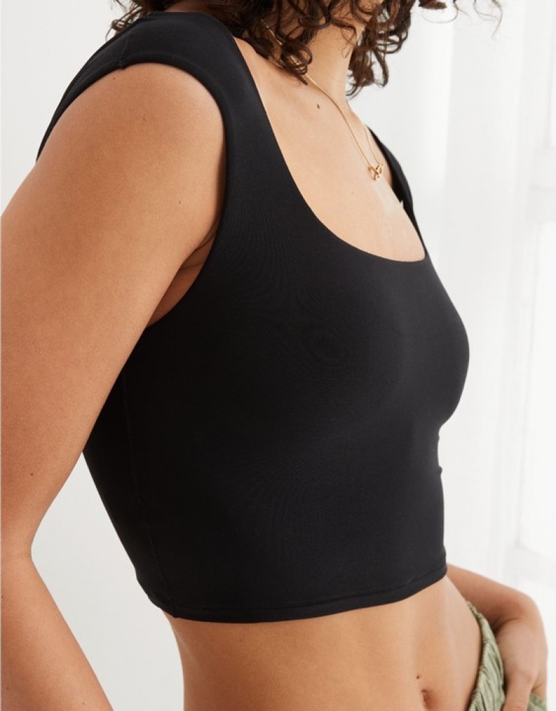 Aerie SMOOTHEZ Square Neck Cami Bras Black | XJC-635702