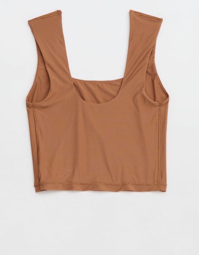 Aerie SMOOTHEZ Square Neck Cami Bras Khaki | ZRY-270438