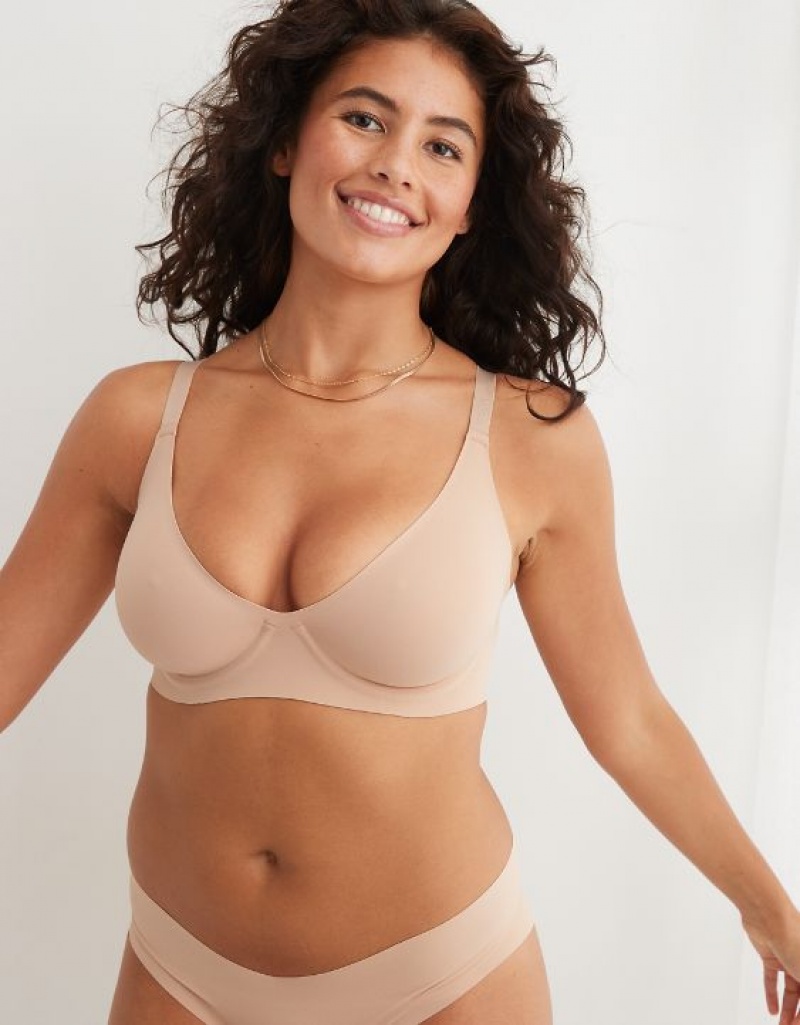 Aerie SMOOTHEZ Unlined Bras Beige | ZUC-217450