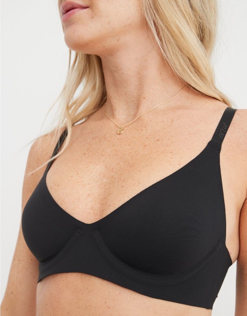 Aerie SMOOTHEZ Unlined Bras Black | CHO-680237