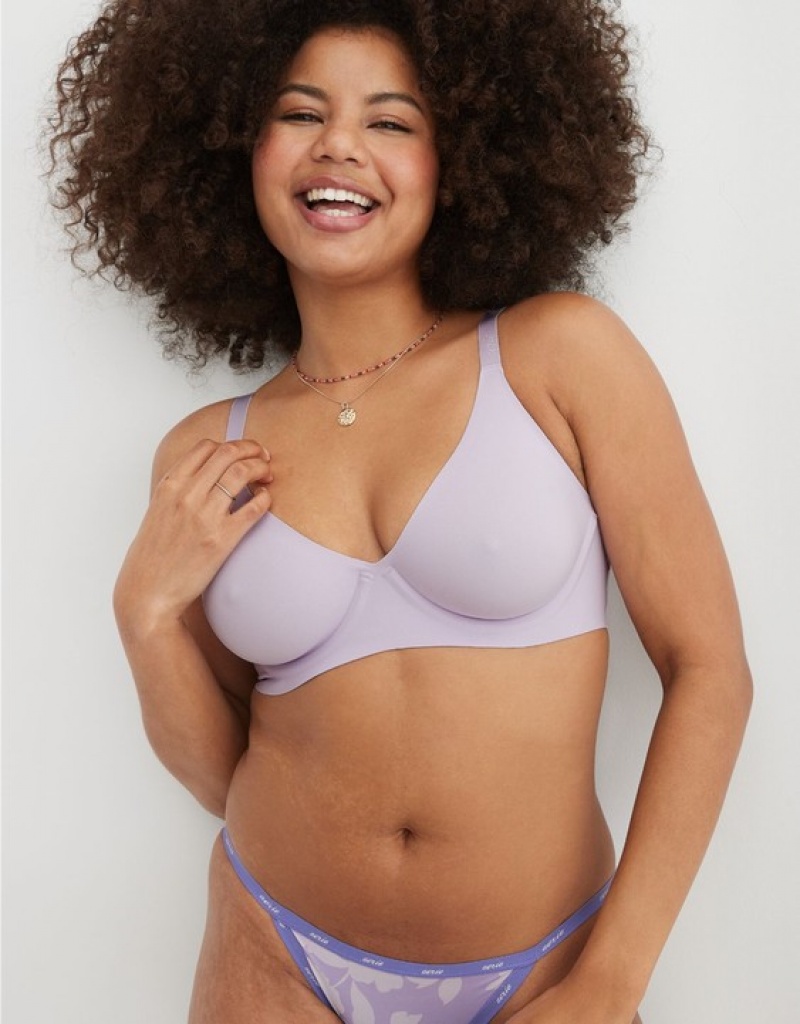 Aerie SMOOTHEZ Unlined Bras Lavender | BMF-132804