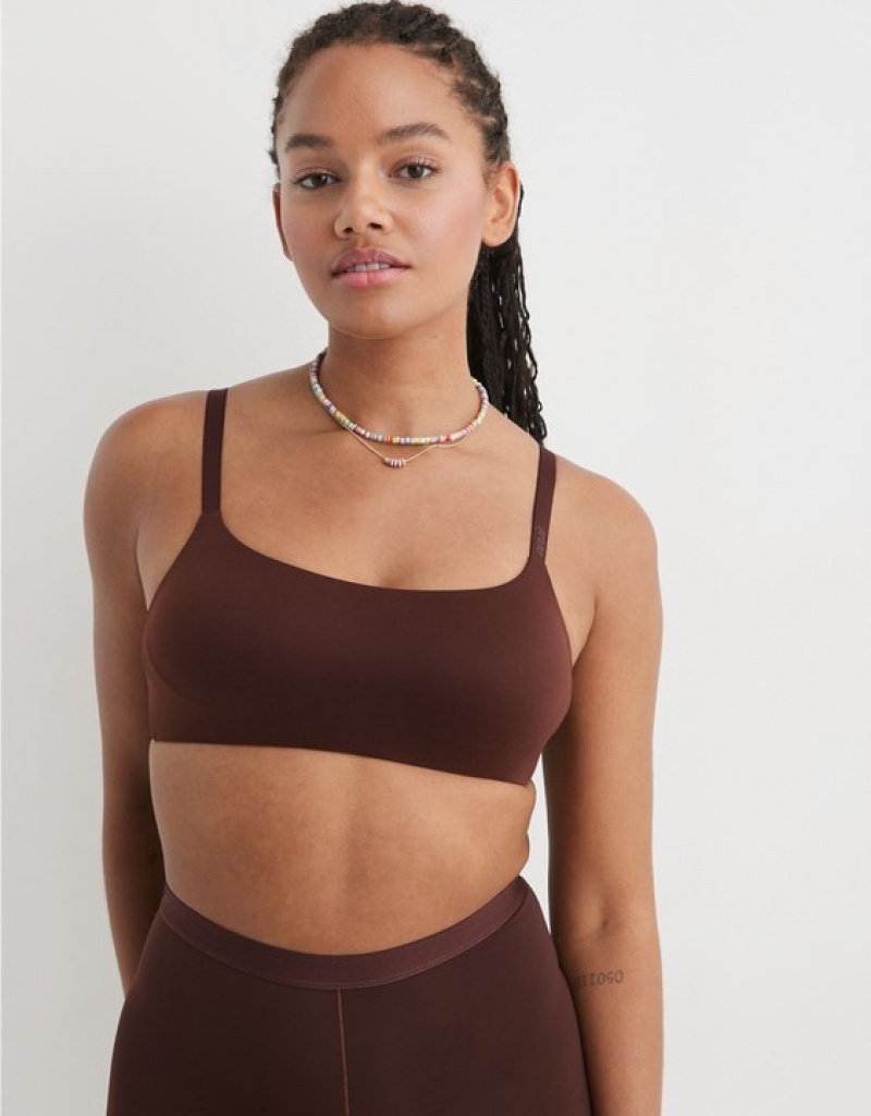 Aerie SMOOTHEZ-ish Wirelesslette Bras Brown | STX-512678