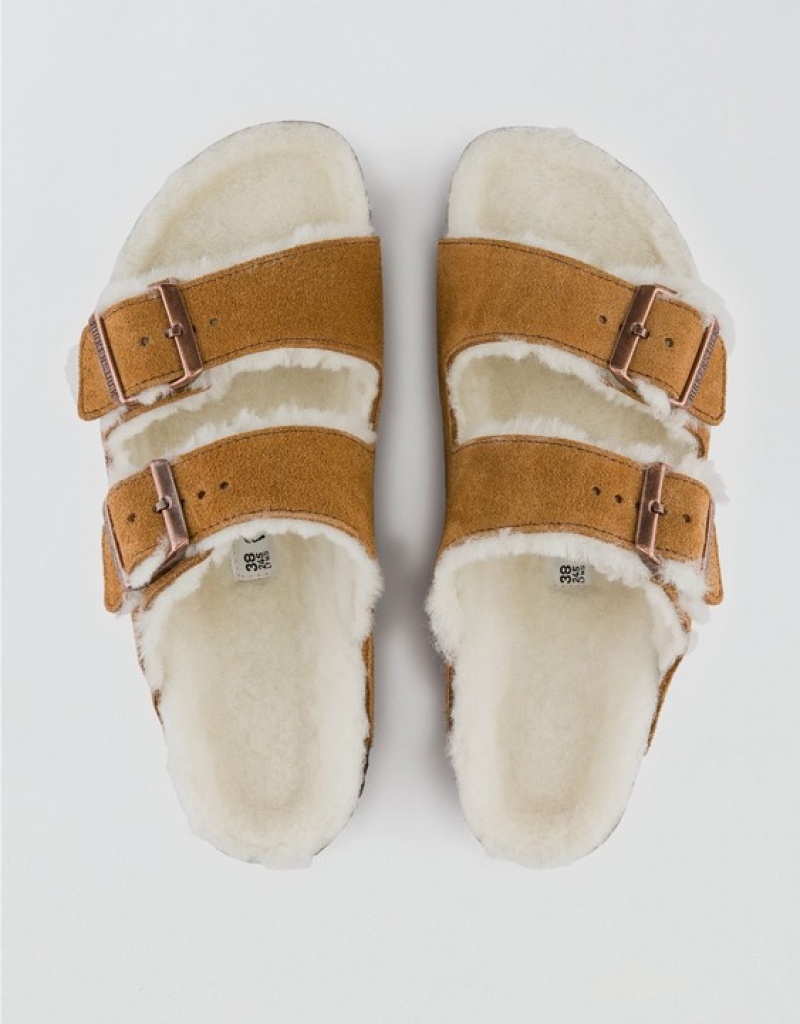 Aerie Shearling Arizona Sandals Brown | UTW-208645