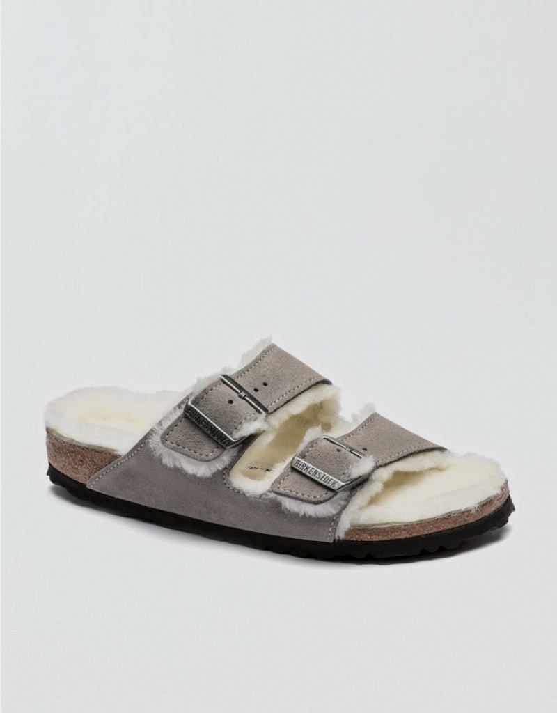 Aerie Shearling Arizona Sandals Grey | QTX-569872