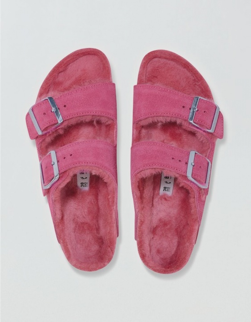 Aerie Shearling Arizona Sandals Pink | ANR-130694