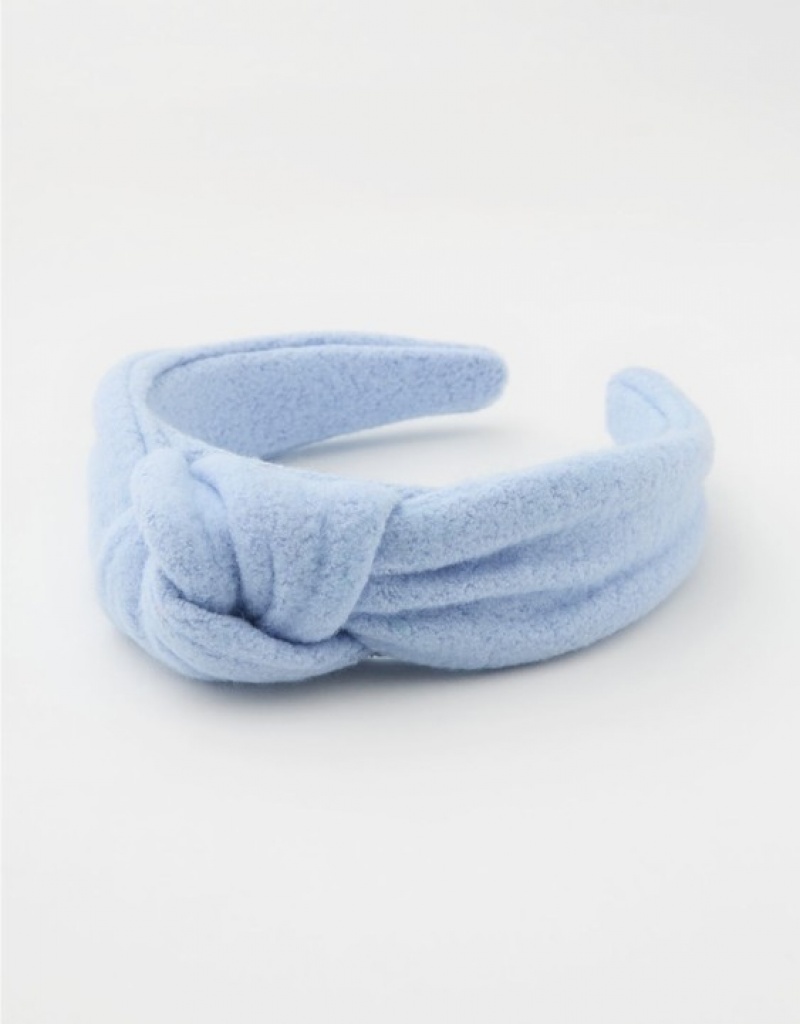 Aerie Sherpa Fleece Top Knot Hair Accessories Blue | WUG-934205