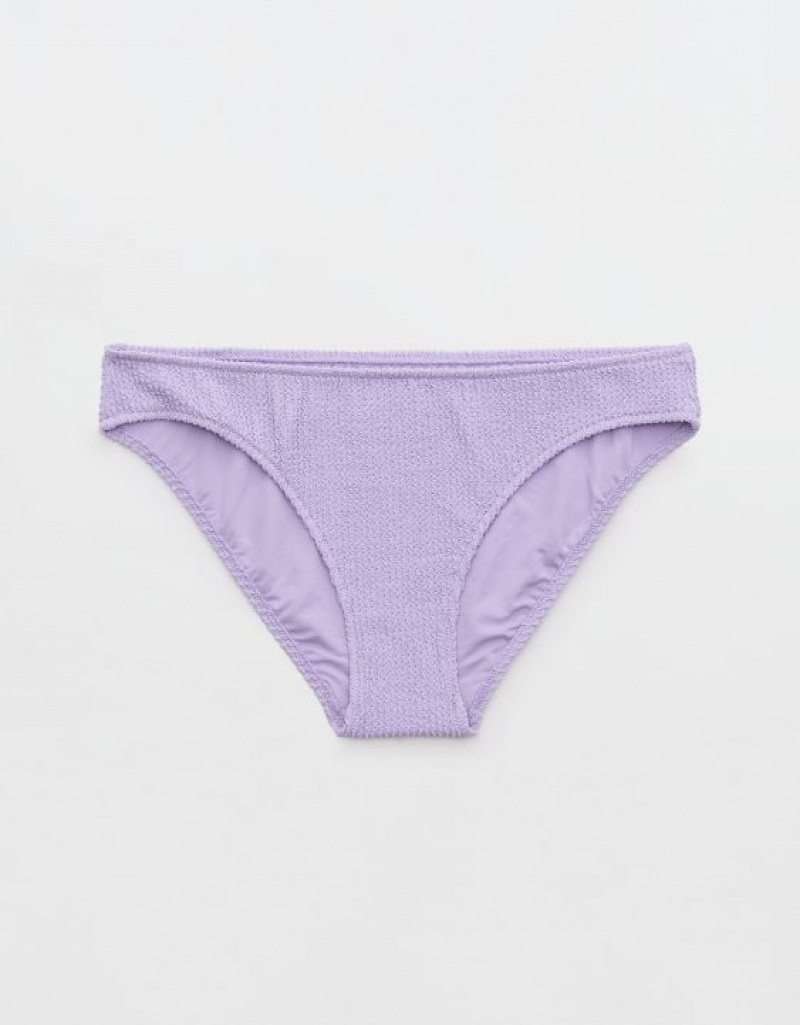 Aerie Shine Crinkle Full Coverage Bikini Bottom Purple / Wash | BKQ-859301