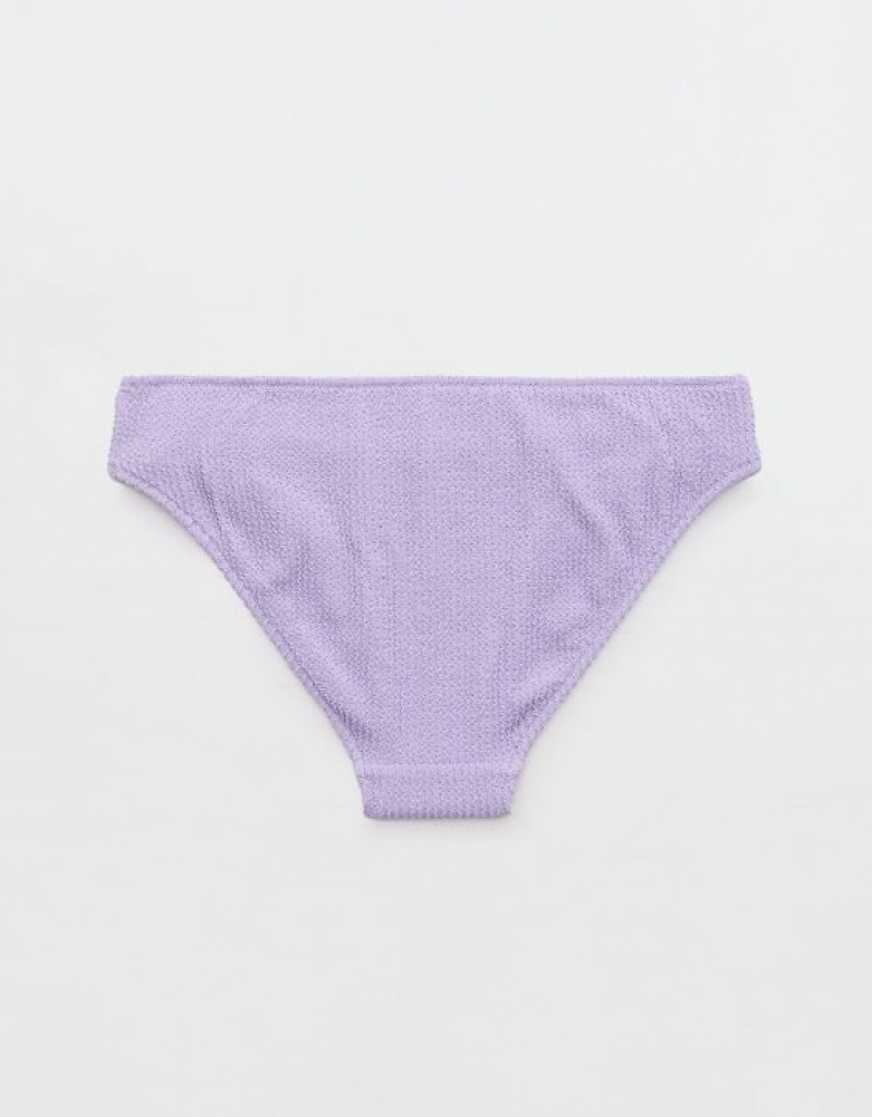 Aerie Shine Crinkle Full Coverage Bikini Bottom Purple / Wash | BKQ-859301