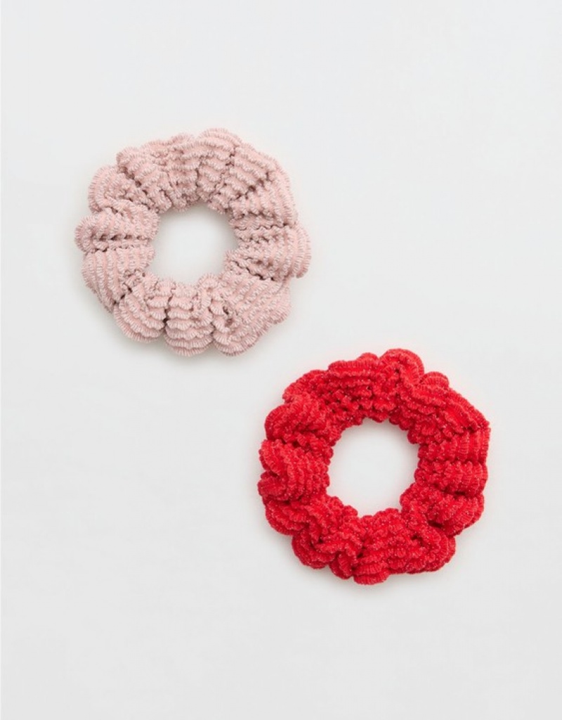 Aerie Shine Crinkle Mini Pack Hair Accessories Pink | MNC-506143