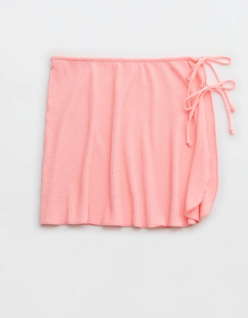 Aerie Shine Crinkle Swim Sarong Skirts Pink | UPR-204691