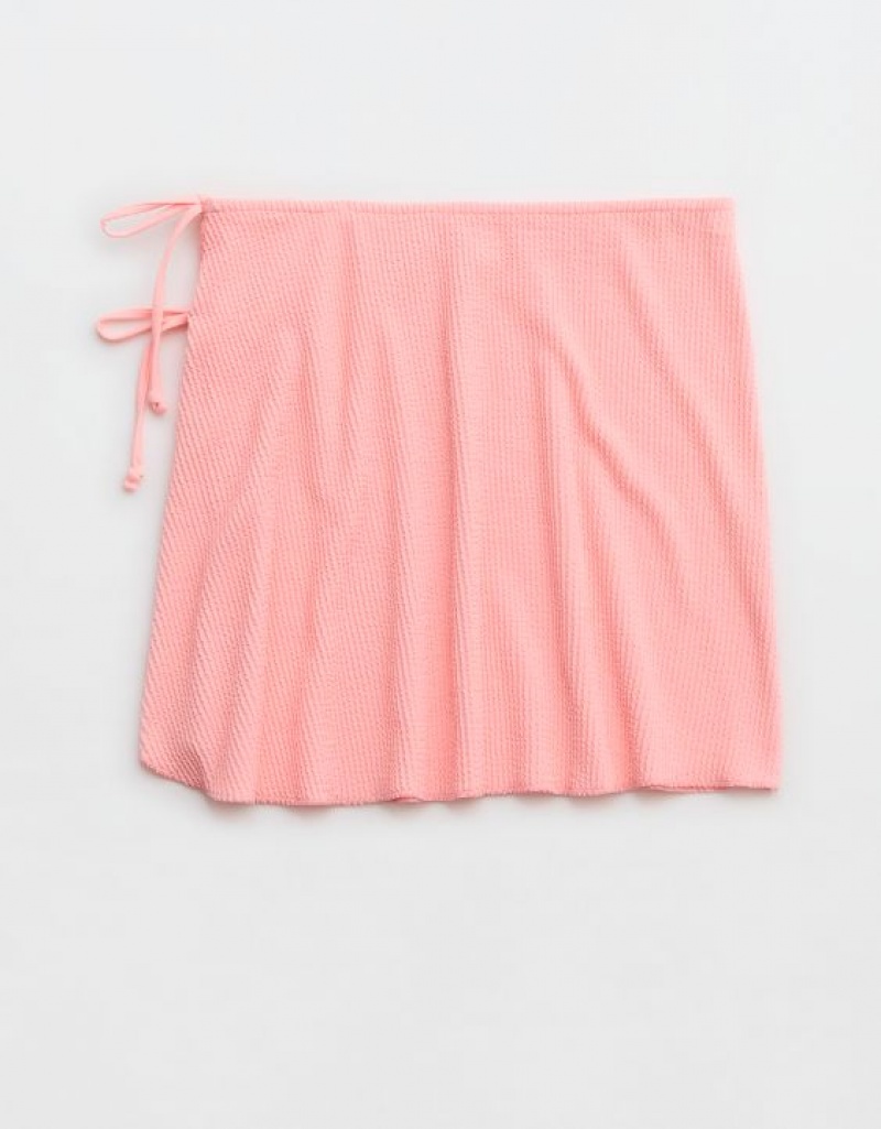 Aerie Shine Crinkle Swim Sarong Skirts Pink | UPR-204691