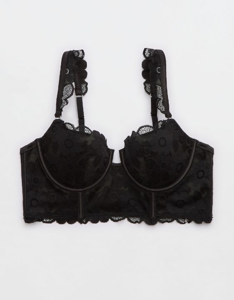 Aerie Show Off Balconette Real Lace Bras Black | TKG-697408