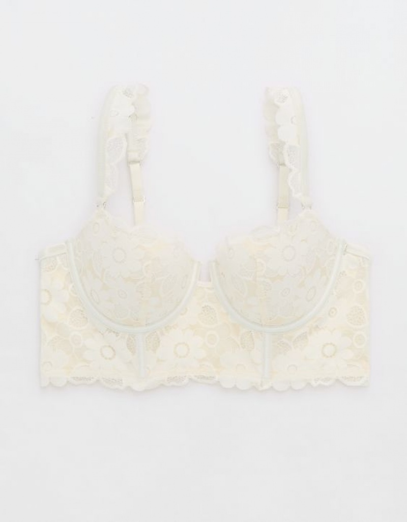 Aerie Show Off Balconette Real Lace Bras White | KWE-395748