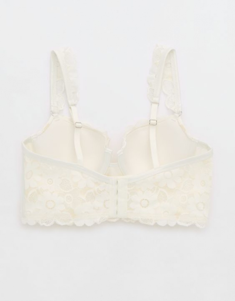 Aerie Show Off Balconette Real Lace Bras White | KWE-395748