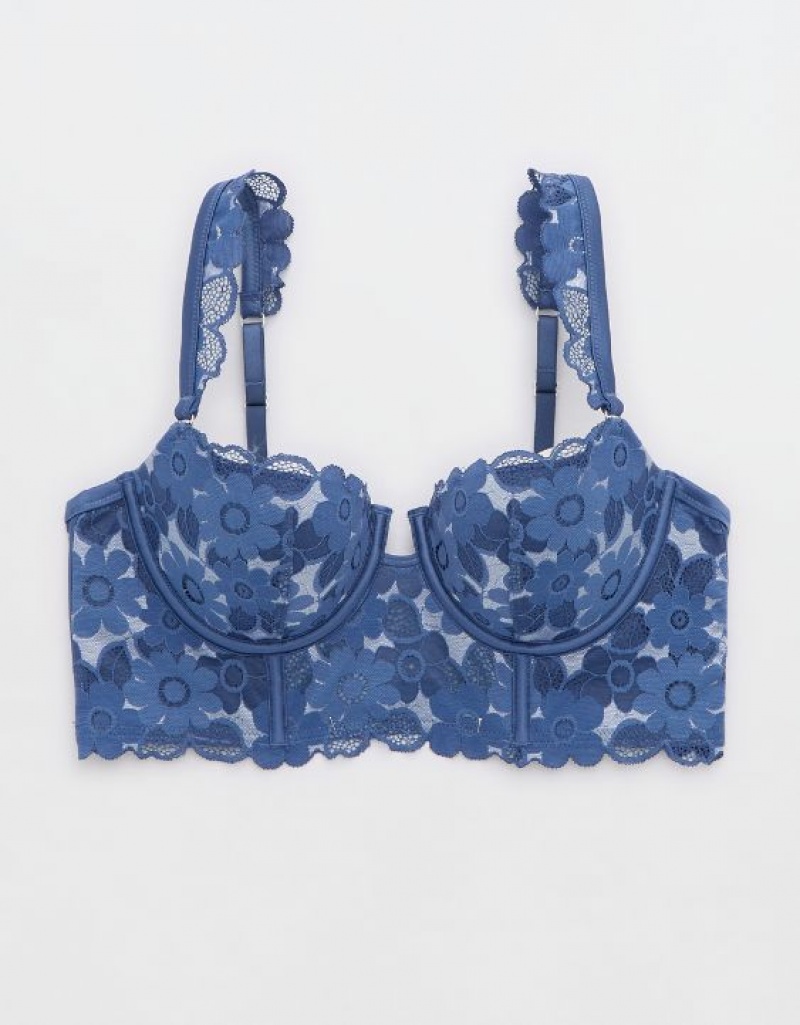 Aerie Show Off Balconette Real Lace Bras Blue | FJO-475618