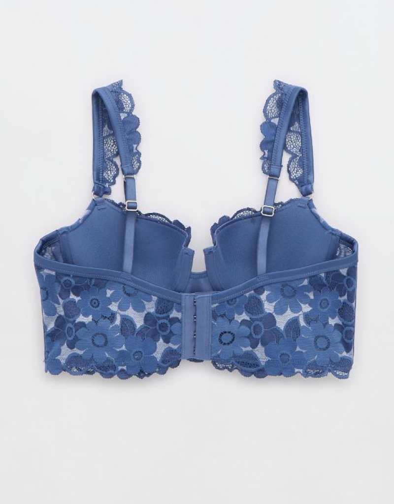 Aerie Show Off Balconette Real Lace Bras Blue | FJO-475618