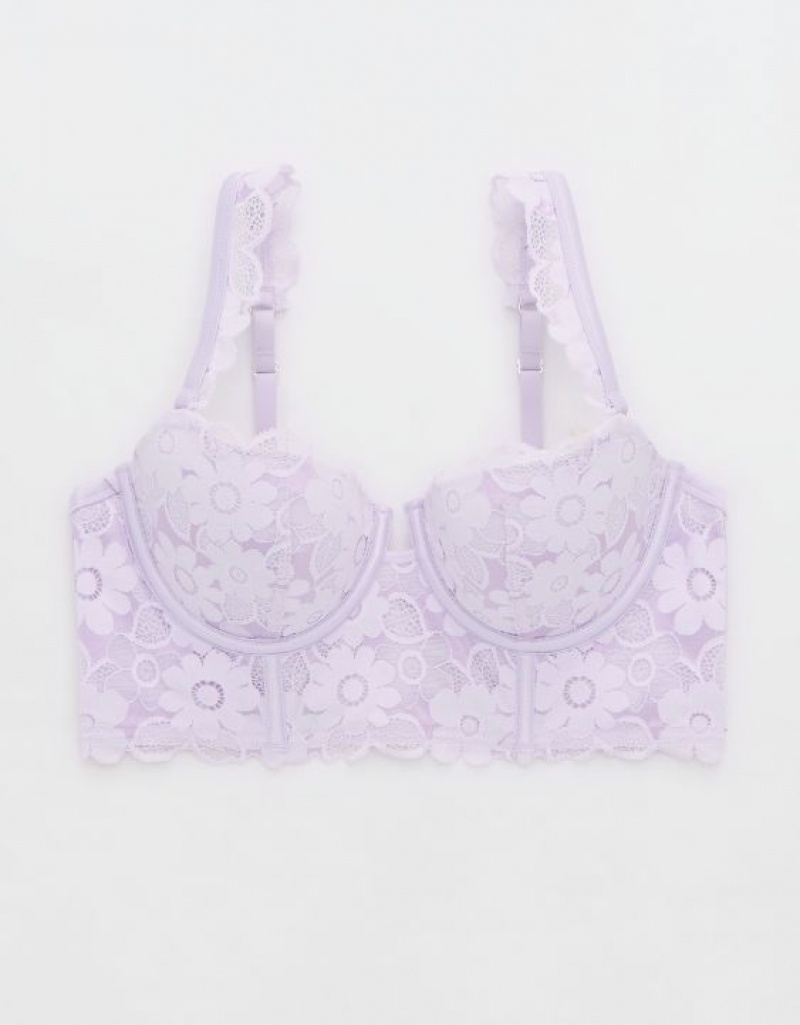 Aerie Show Off Balconette Real Lace Bras Lavender | FIJ-905281