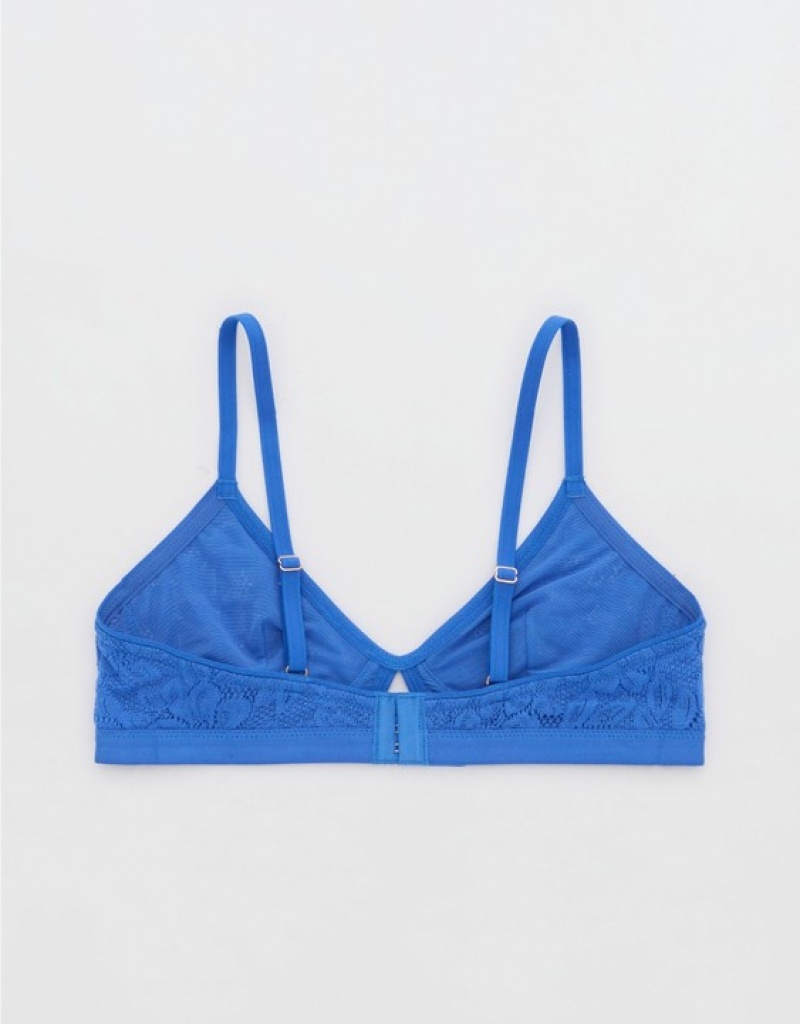 Aerie Show Off Lace Cut Outlette Bras Deep Blue | YEQ-789163