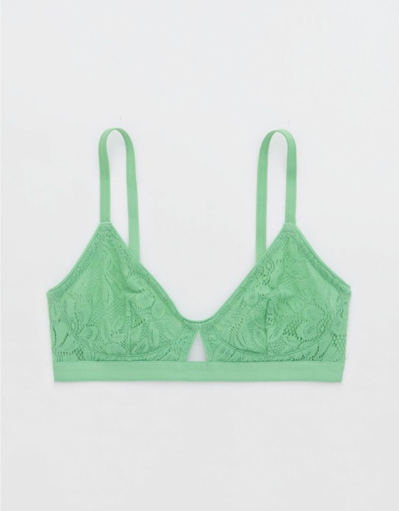 Aerie Show Off Lace Cut Outlette Bras Green | MGX-246053